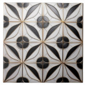 シルバーとブラックのアールデコパターン(の模様が)あるセラミックタイル。 タイル (正面)