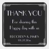 シルバーとブラックのアールデコ結婚式用シール スクエアシール (正面)