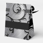 シルバーとブラックのカールのパターンの好意ボックス フェイバーボックス (裏面サイド)