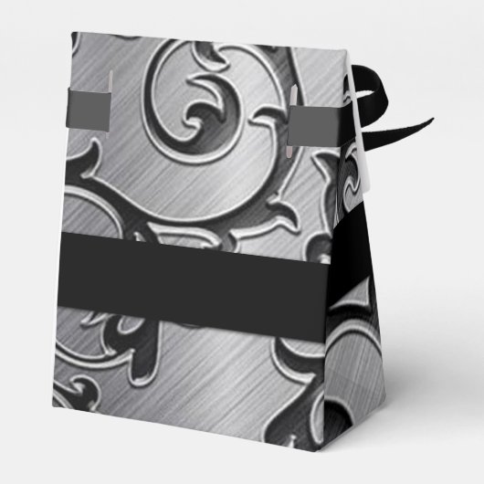 シルバーとブラックのカールのパターンの好意ボックス フェイバーボックス (裏面サイド)
