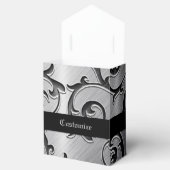 シルバーとブラックのカールのパターンの好意ボックス フェイバーボックス (オープン)