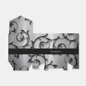 シルバーとブラックのカールのパターンの好意ボックス フェイバーボックス (折り畳みなし)