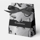 シルバーとブラックのカールのパターンの好意ボックス フェイバーボックス (正面サイド)