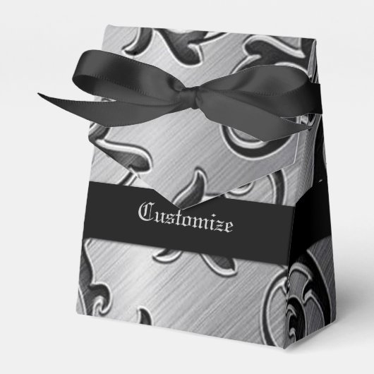 シルバーとブラックのカールのパターンの好意ボックス フェイバーボックス (正面サイド)