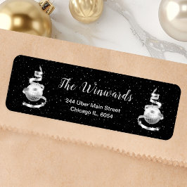 シルバーとブラックのクリスマスオーナメント ラベル