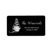 シルバーとブラックのクリスマスプレゼント ラベル (正面)