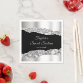 シルバーとブラックのグラムティアーズSweet sixteen スタンダードカクテルナプキン (インサイチュ)
