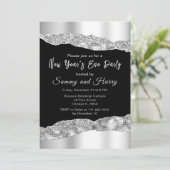 シルバーとブラックのグラームの涙の大晦日のパーティー 招待状 (スタンド正面)
