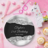 シルバーとブラックのグラームの涙の誕生日パーティー ペーパープレート (パーティー)