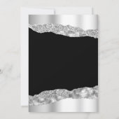 シルバーとブラックのグラームの涙の誕生日パーティー 招待状 (裏面)