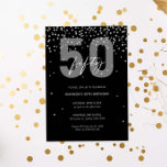 シルバーとブラックのグリッターが50歳の誕生日を輝かせる 招待状<br><div class="desc">この50回目の招待は、黒い背景に銀の輝くディスクを備えている。レイアウト、フォント、文字サイズの変更など、このデザインの高度なカスタマイズを行うには、上クリックの「」ボタカスタマイズンを使用してください。何か連絡質問があれば私に頼む！</div>