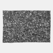 シルバーとブラックのグリッター キッチンタオル (横)