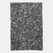 シルバーとブラックのグリッター キッチンタオル (縦)