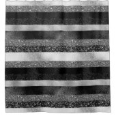 シルバーとブラックのグリッター シャワーカーテン (正面)
