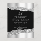 シルバーとブラックのグリッター ティアーズ バースデー パーティー ポストカード (正面)