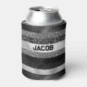 シルバーとブラックのグリッター 缶クーラー (缶正面)