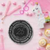 シルバーとブラックのコンビネーション ペーパープレート (パーティー)