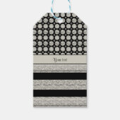 シルバーとブラックのストライプグリッタースポット ギフトタグ (正面)