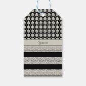 シルバーとブラックのストライプグリッタースポット ギフトタグ (裏面)