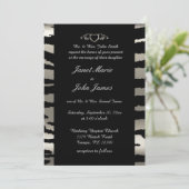 シルバーとブラックのゼブラストライプがおしゃれなウェディング 招待状 (スタンド正面)