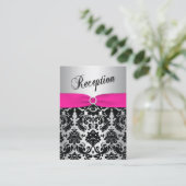 シルバーとブラックのダマスク生地 バット・ミツバの儀 封筒カード エンクロージャーカード (スタンド正面)