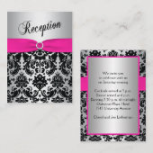 シルバーとブラックのダマスク生地 バット・ミツバの儀 封筒カード エンクロージャーカード (正面/裏面)