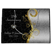 シルバーとブラックのダマスク ラージペーパーバッグ (正面)