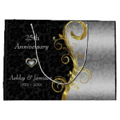 シルバーとブラックのダマスク ラージペーパーバッグ (裏面)