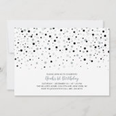 シルバーとブラックのバルーン |男の子1歳の誕生日パーティー 招待状 (裏面)