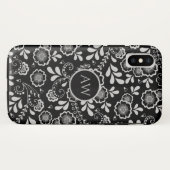 シルバーとブラックのフローラビクトリアンレースモノグラム Case-Mate iPhoneケース (裏面(横))