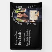 シルバーとブラックのプロフェッショナルな卒業写真 横断幕 (縦)