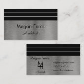 シルバーとブラックのミニマリスト 名刺 (正面/裏面)