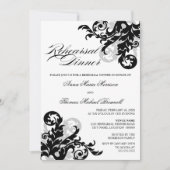 シルバーとブラックのリハーサルディナー 招待状 (正面)