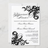 シルバーとブラックのリハーサルディナー 招待状 (正面)