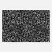 シルバーとブラックの円のアールデコパターン ラッピングペーパーシート (正面2)