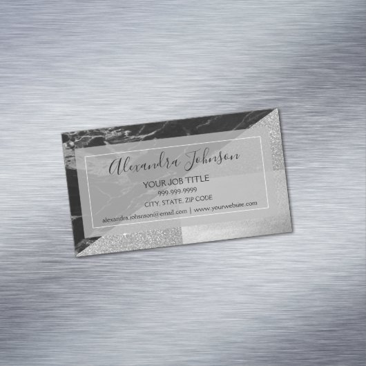 シルバーとブラックの幾何学模様 マグネット名刺 (インサイチュ)