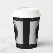 シルバーとブラックの幾何学模様 – 25th 紙コップ (左)