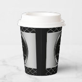 シルバーとブラックの幾何学模様 – 25th 紙コップ (右)