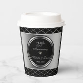 シルバーとブラックの幾何学模様 – 25th 紙コップ (正面)