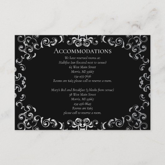 シルバーとブラックの旋回ゴシック結婚ズ エンクロージャーカード (正面)