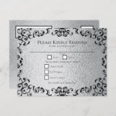 シルバーとブラックの旋回ゴシック結婚ズ シーズンポストカード (正面/裏面)