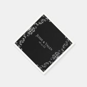 シルバーとブラックの旋回ゴシック結婚ズ スタンダードカクテルナプキン (角)