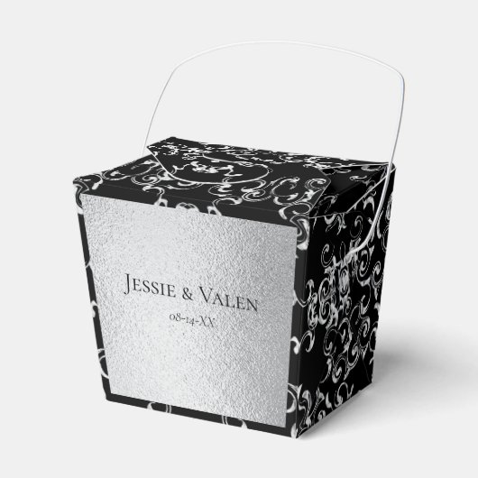 シルバーとブラックの旋回ゴシック結婚ズ フェイバーボックス (正面サイド)