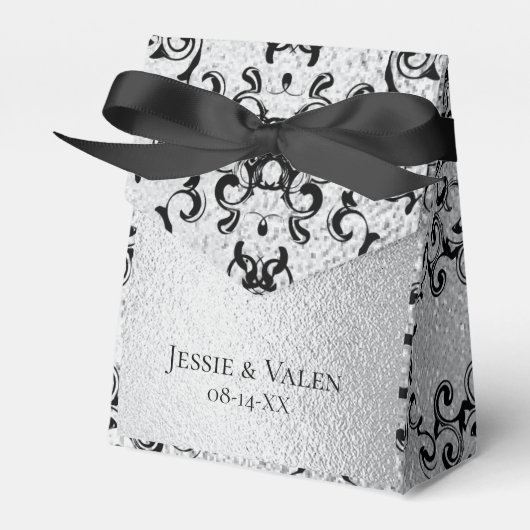 シルバーとブラックの旋回ゴシック結婚ズ フェイバーボックス (正面サイド)