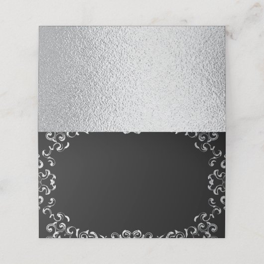 シルバーとブラックの旋回ゴシック結婚ズ プレイスカード (外部開封)