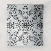 シルバーとブラックの旋回ゴシック結婚ズ プレイスカード (内部開封)