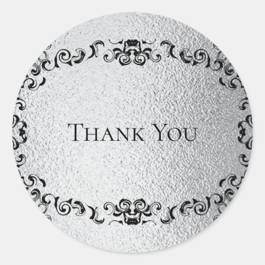 シルバーとブラックの旋回ゴシック結婚ズ ラウンドシール (正面)