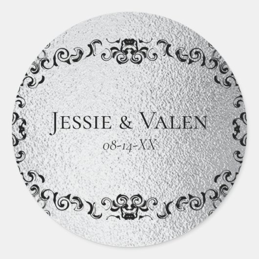 シルバーとブラックの旋回ゴシック結婚ズ ラウンドシール (正面)