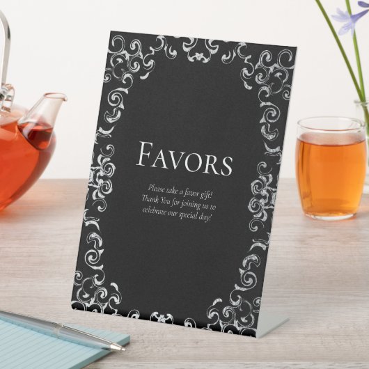 シルバーとブラックの旋回ゴシック結婚ズ 台座サイン (インサイチュ)