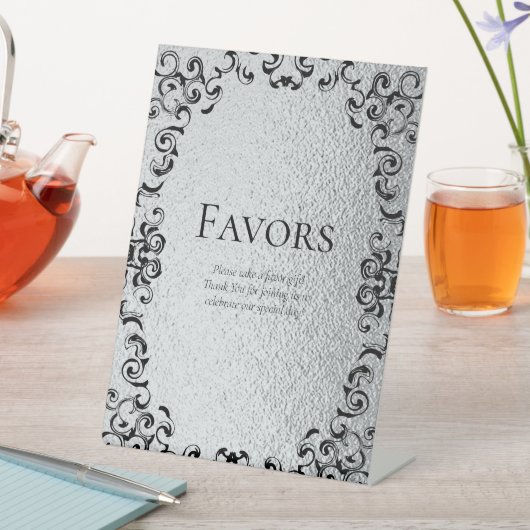 シルバーとブラックの旋回ゴシック結婚ズ 台座サイン (インサイチュ)